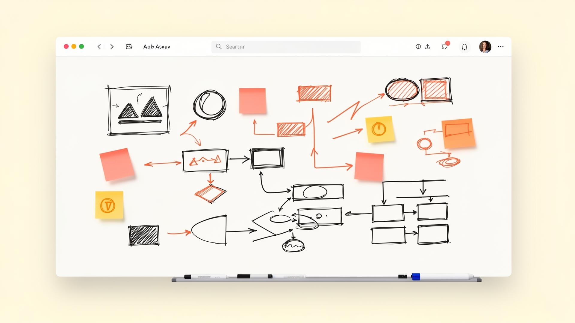 Sketchflow canvas showing hand-drawn diagrams and flowcharts